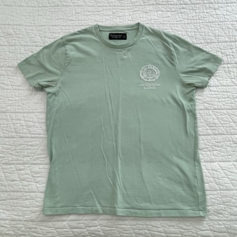 Abercrombie & Fitch Men's Green Soft A&F Logo T-Shirt Short Sleeve Crew L